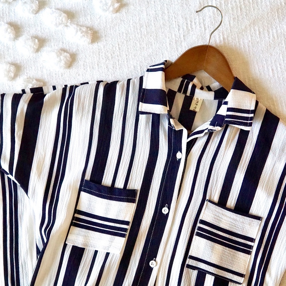 Nautical Navy White Striped Maxi Dress! Size Small